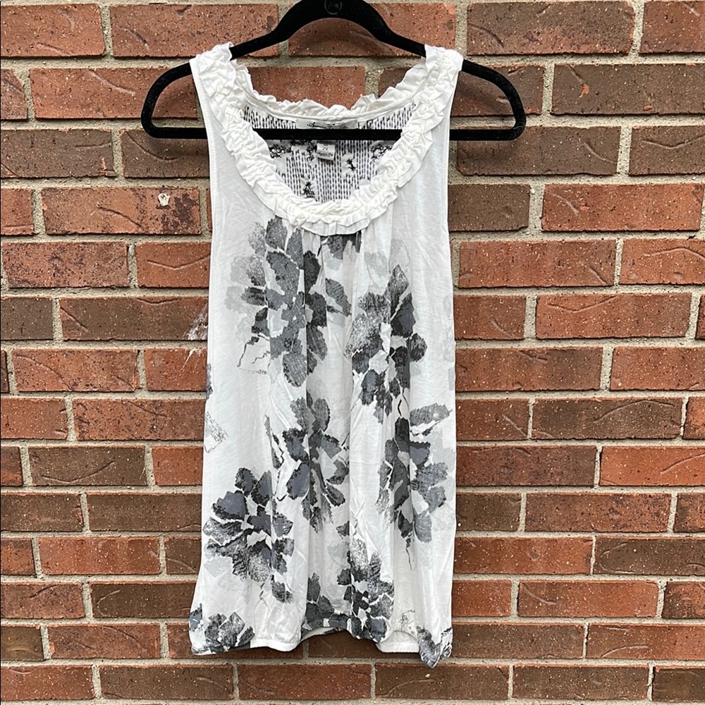 American Rag Ruffled Sleeveless Tank Top White Black